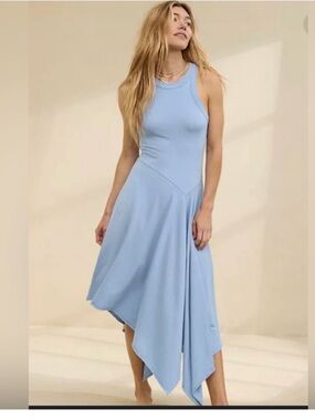 aerie OLIVE GREEN Asymmetrical Tank Midi Dress